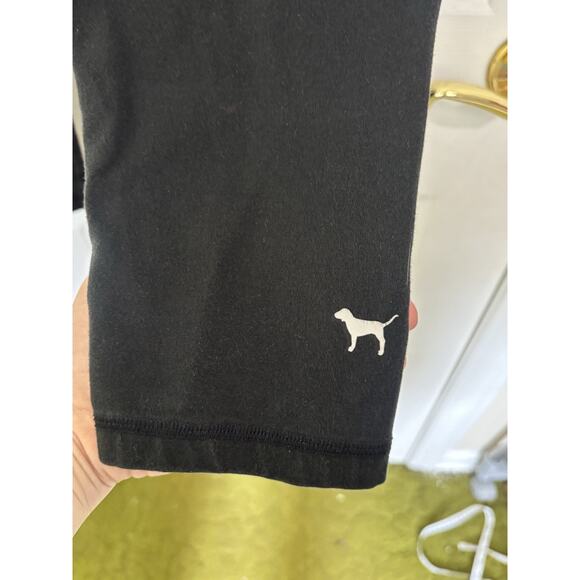 Y2K Victora’s Secret Pink Fold Over Black Cropped Pant Size Small Puppy - Picture 4 of 6